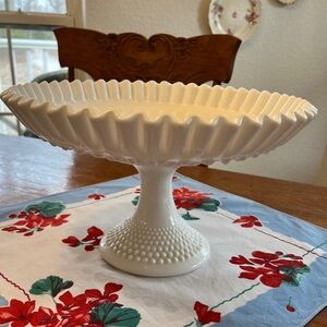 Vintage Fenton Hobnail Cake plate /compote